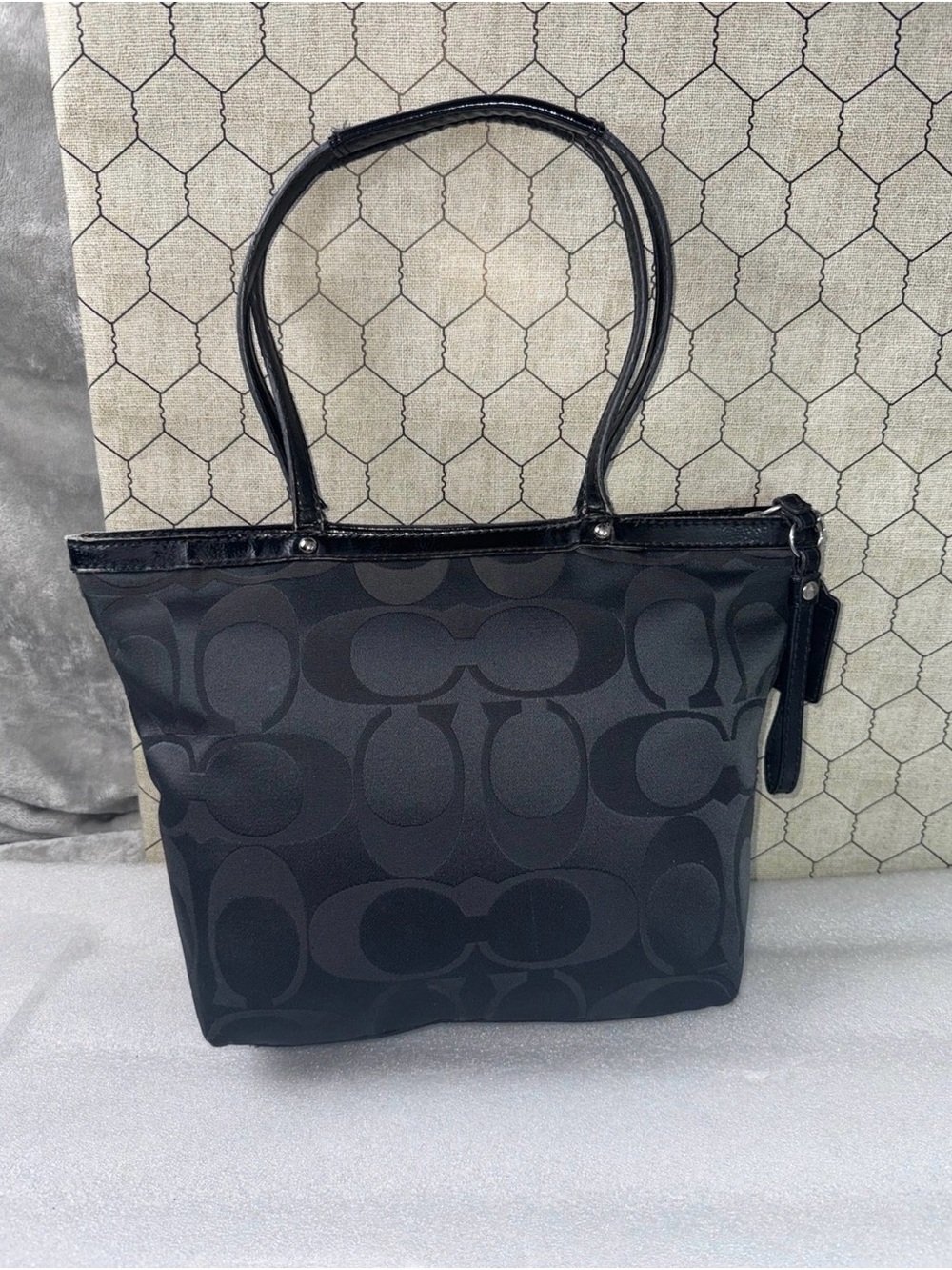 Coach Black Tote with Purple and Lavender Graphic Accents - Picture 2 of 10